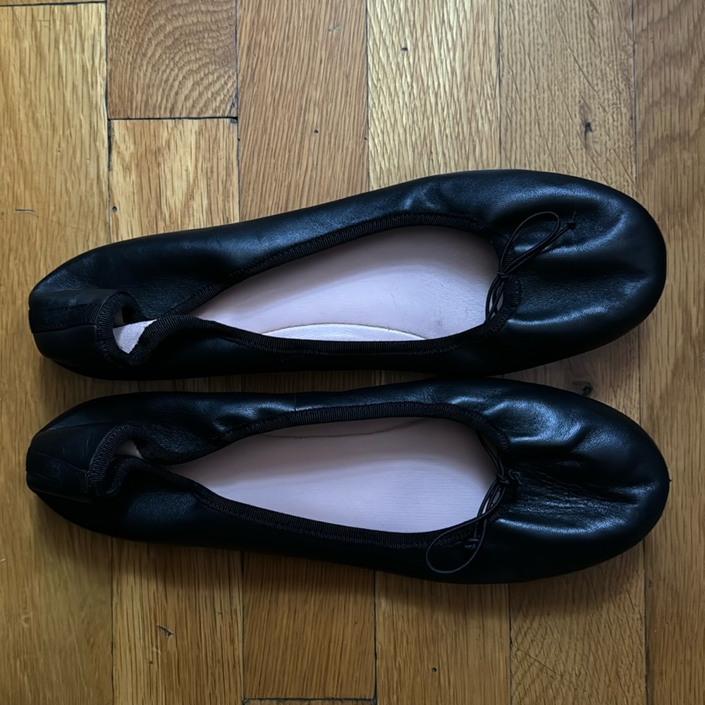 J. Crew Black Leather Ballet Flats